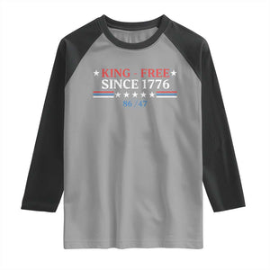 Funny King Free Since 1776 8647 Raglan Shirt TS11 Sport Gray Black Print Your Wear