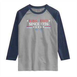 Funny King Free Since 1776 8647 Raglan Shirt TS11 Sport Gray Navy Print Your Wear