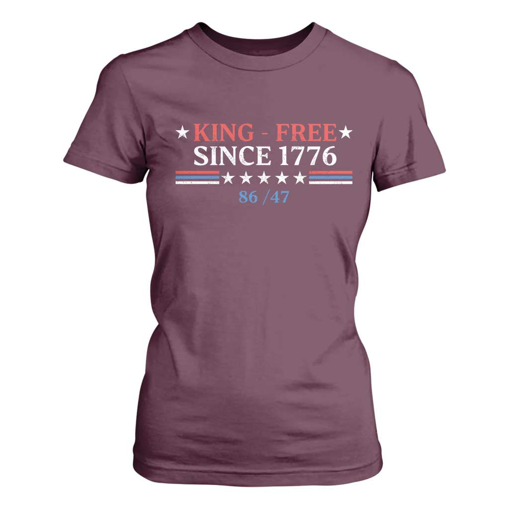 Funny King Free Since 1776 8647 T Shirt For Women TS11 Maroon Print Your Wear
