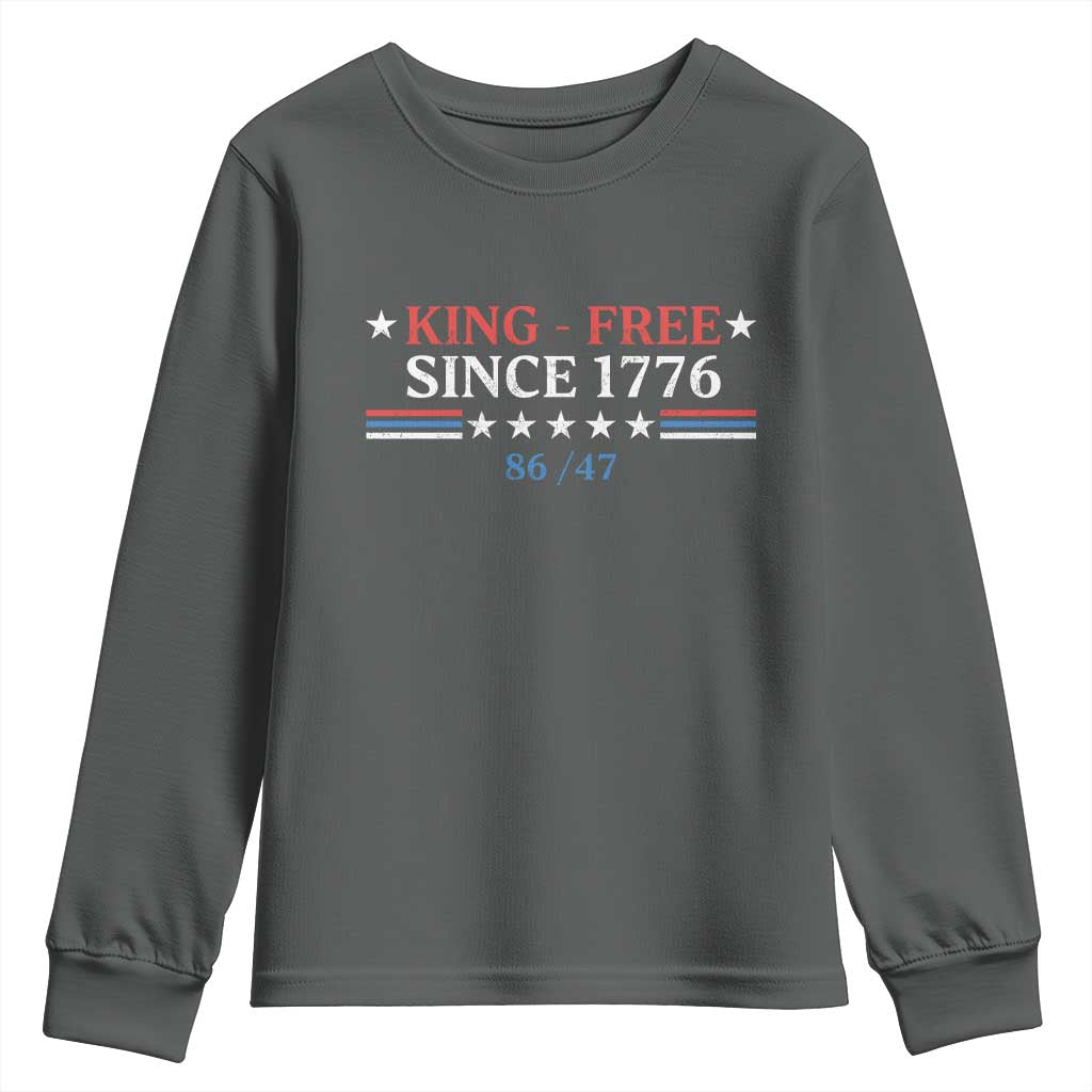 Funny King Free Since 1776 8647 Youth Sweatshirt TS11 Dark Heather Print Your Wear