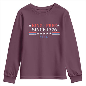 Funny King Free Since 1776 8647 Youth Sweatshirt TS11 Maroon Print Your Wear