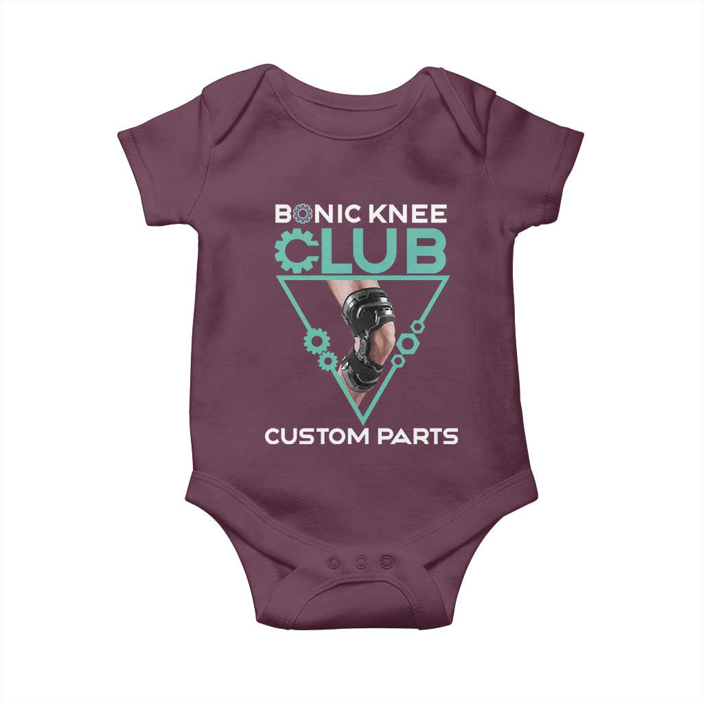 Funny Knee Replacement Surgery Baby Onesie Bionic Knee Club Custom Parts TS02 Maroon Print Your Wear