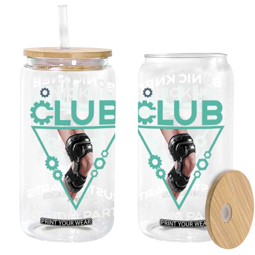 Funny Knee Replacement Surgery Glass Can Bionic Knee Club Custom Parts TS02 Black Print Your Wear