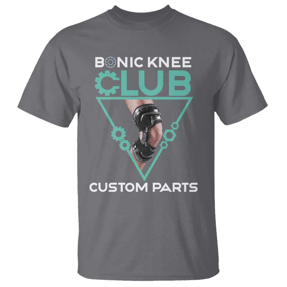 Funny Knee Replacement Surgery T Shirt Bionic Knee Club Custom Parts TS02 Charcoal Print Your Wear