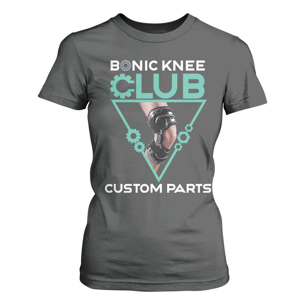 Funny Knee Replacement Surgery T Shirt For Women Bionic Knee Club Custom Parts TS02 Dark Heather Print Your Wear