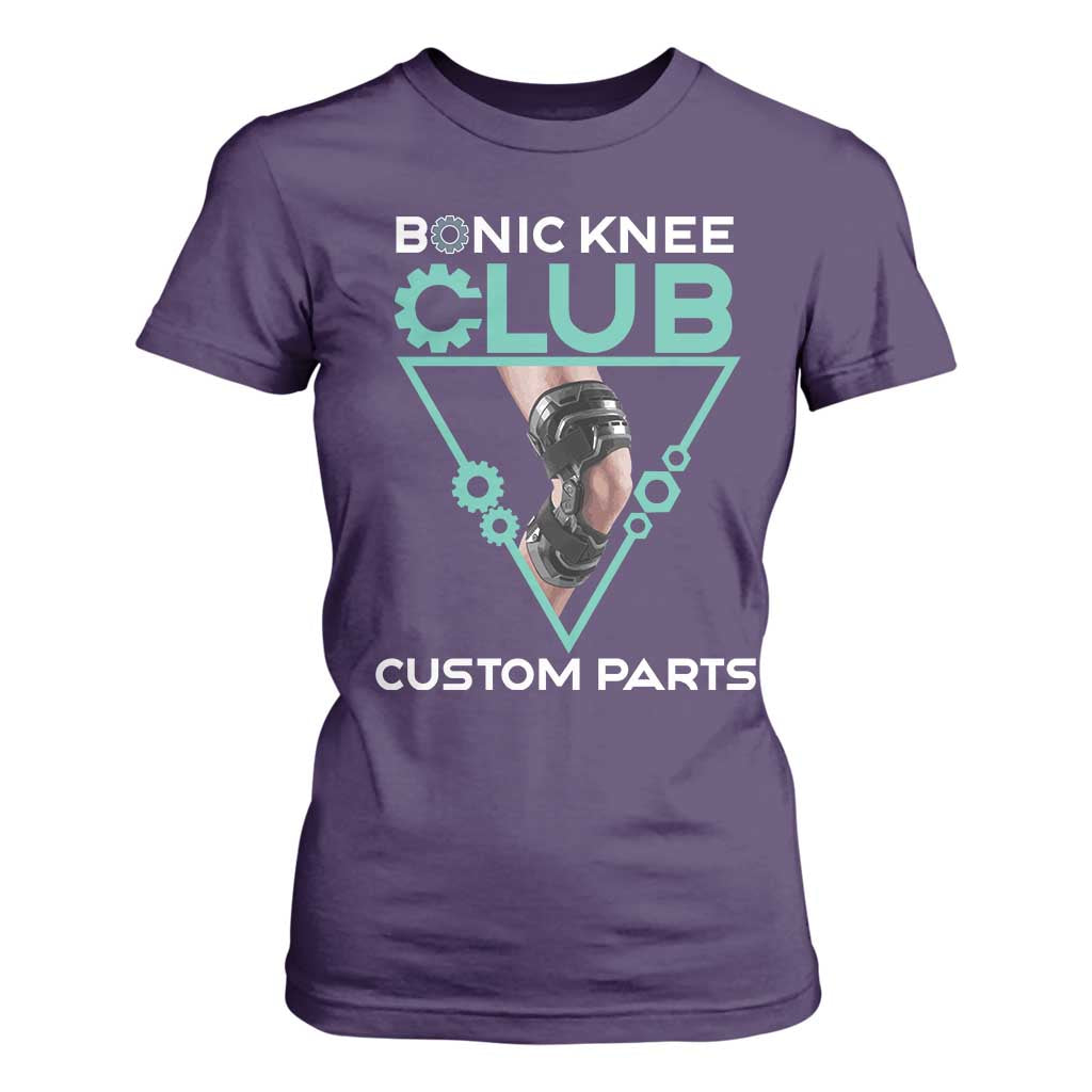 Funny Knee Replacement Surgery T Shirt For Women Bionic Knee Club Custom Parts TS02 Purple Print Your Wear