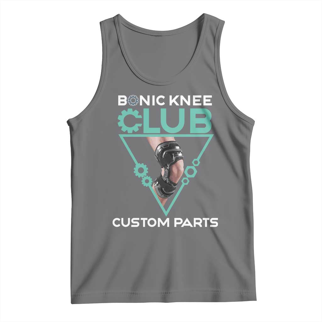 Funny Knee Replacement Surgery Tank Top Bionic Knee Club Custom Parts TS02 Black Heather Print Your Wear