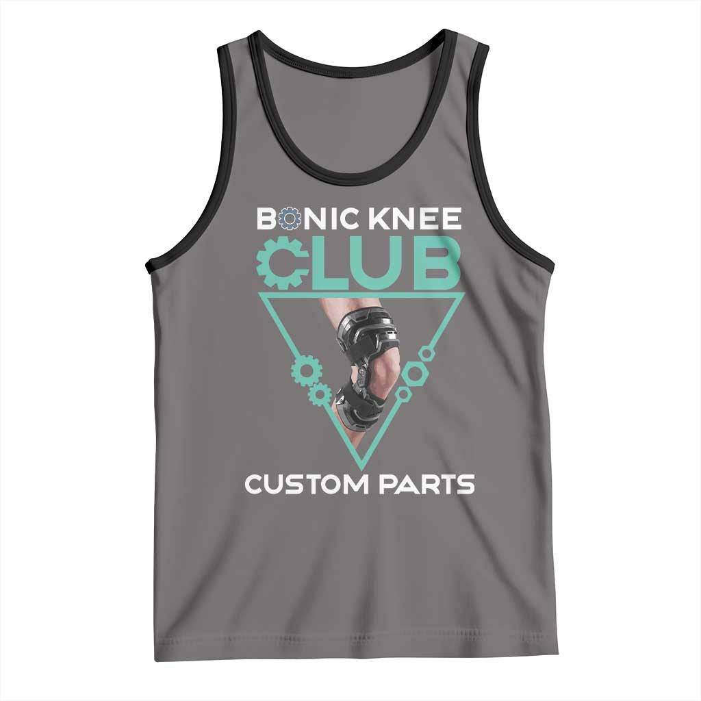 Funny Knee Replacement Surgery Tank Top Bionic Knee Club Custom Parts TS02 Deep Heather Black Print Your Wear