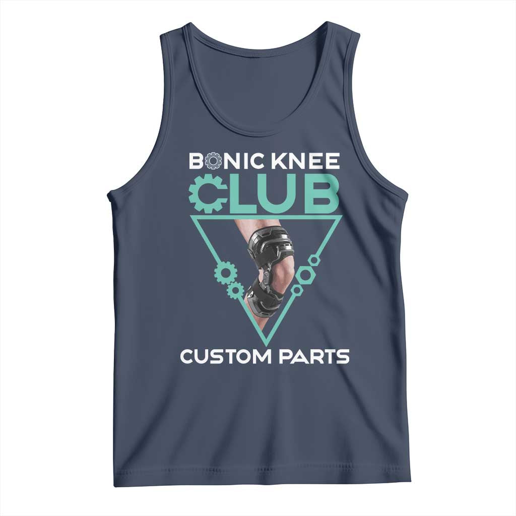 Funny Knee Replacement Surgery Tank Top Bionic Knee Club Custom Parts TS02 Navy Print Your Wear