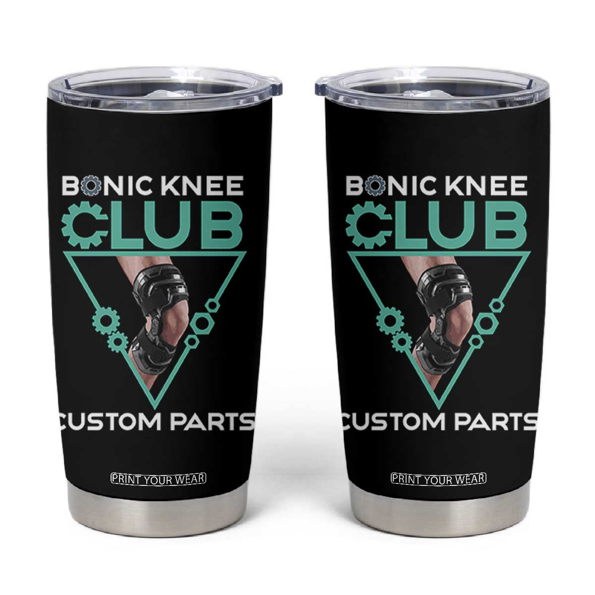 Funny Knee Replacement Surgery Tumbler Cup Bionic Knee Club Custom Parts TS02 Black Print Your Wear
