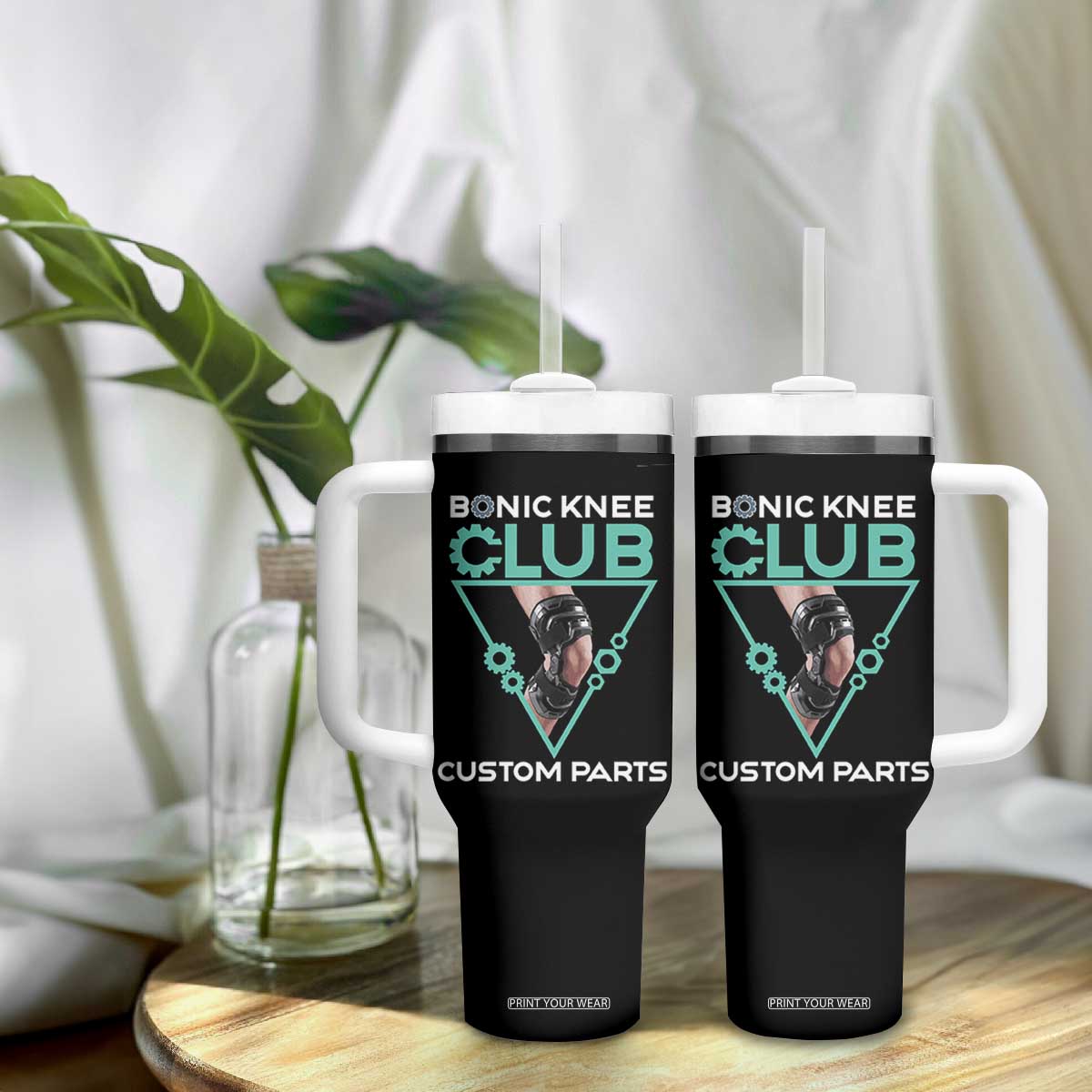 Funny Knee Replacement Surgery Tumbler With Handle Bionic Knee Club Custom Parts TS02 Print Your Wear