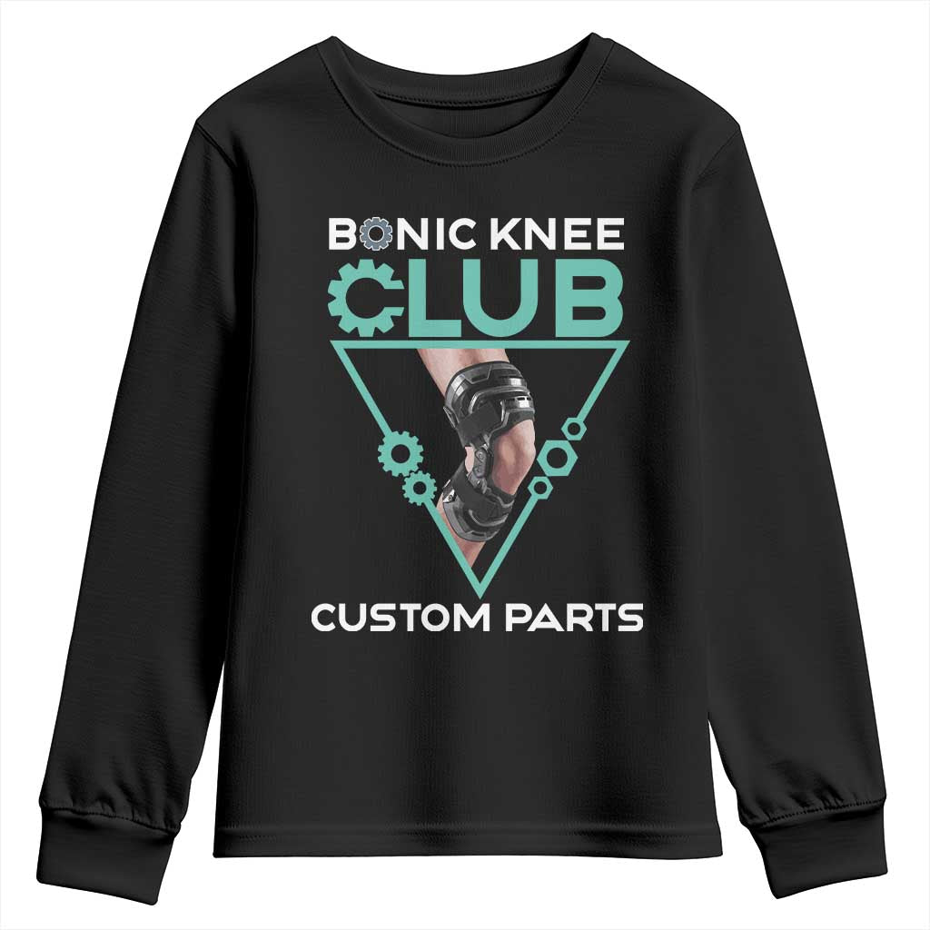 Funny Knee Replacement Surgery Youth Sweatshirt Bionic Knee Club Custom Parts TS02 Black Print Your Wear