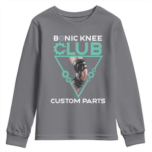 Funny Knee Replacement Surgery Youth Sweatshirt Bionic Knee Club Custom Parts TS02 Charcoal Print Your Wear