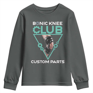 Funny Knee Replacement Surgery Youth Sweatshirt Bionic Knee Club Custom Parts TS02 Dark Heather Print Your Wear