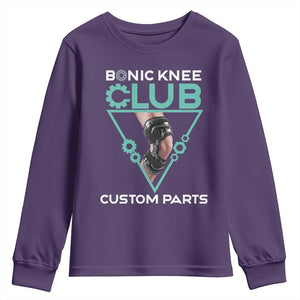 Funny Knee Replacement Surgery Youth Sweatshirt Bionic Knee Club Custom Parts TS02 Purple Print Your Wear
