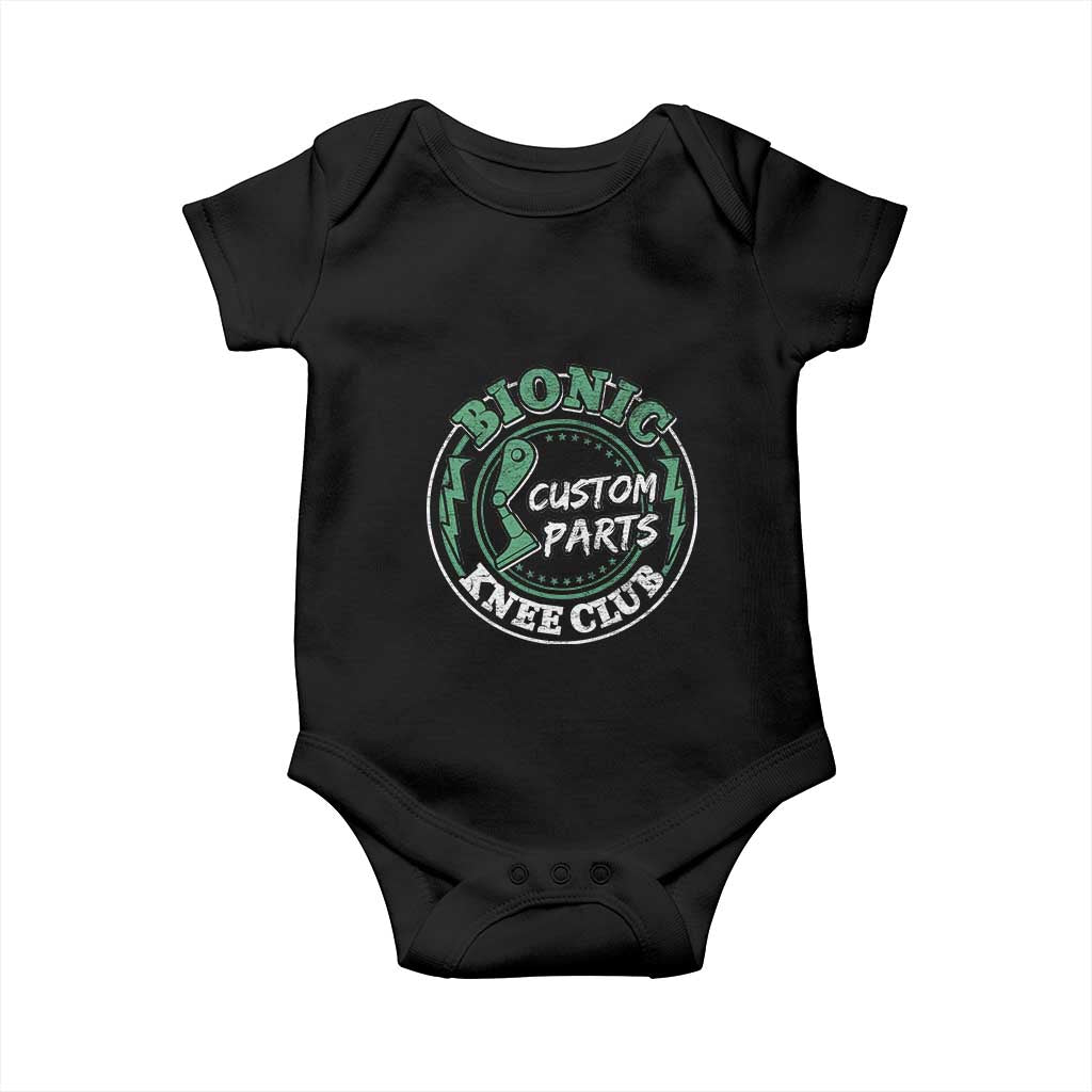 Funny Knee Replacement Survivor Baby Onesie Bionic Knee Club Custom Parts TS02 Black Print Your Wear