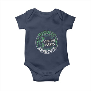 Funny Knee Replacement Survivor Baby Onesie Bionic Knee Club Custom Parts TS02 Navy Print Your Wear