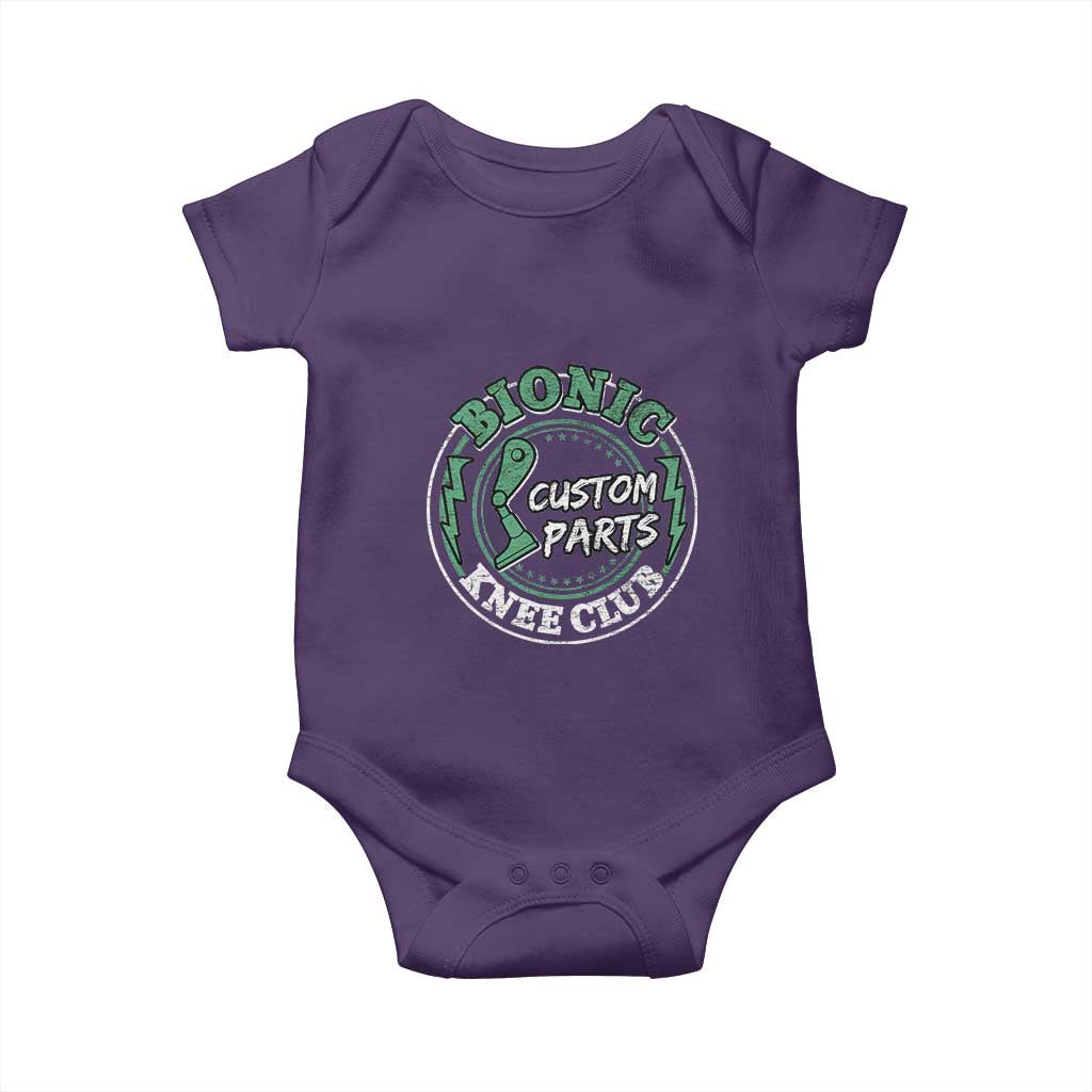 Funny Knee Replacement Survivor Baby Onesie Bionic Knee Club Custom Parts TS02 Purple Print Your Wear