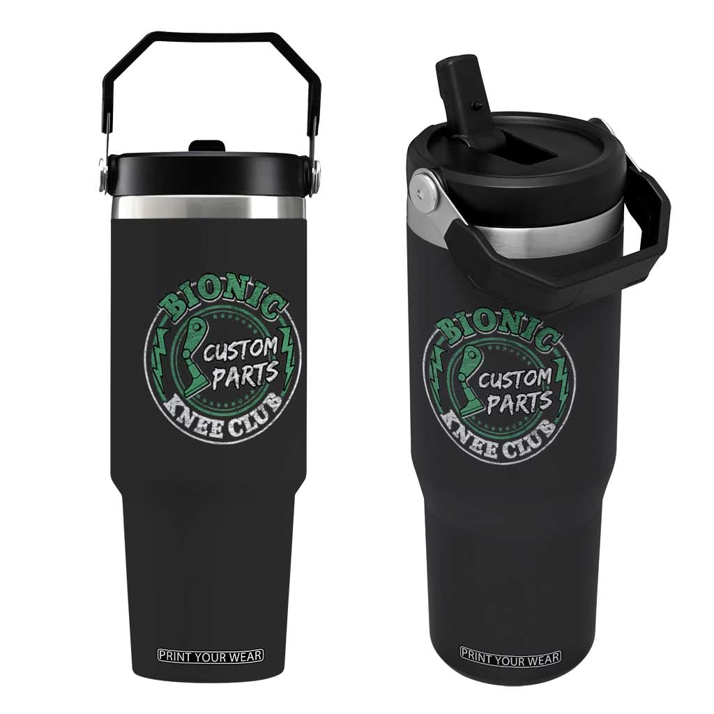 Funny Knee Replacement Survivor Flip Straw Tumbler Bionic Knee Club Custom Parts TS02 One Size: 30 oz Black Print Your Wear