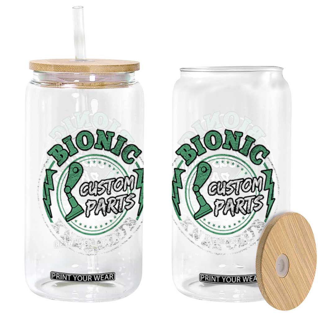 Funny Knee Replacement Survivor Glass Can Bionic Knee Club Custom Parts TS02 Black Print Your Wear