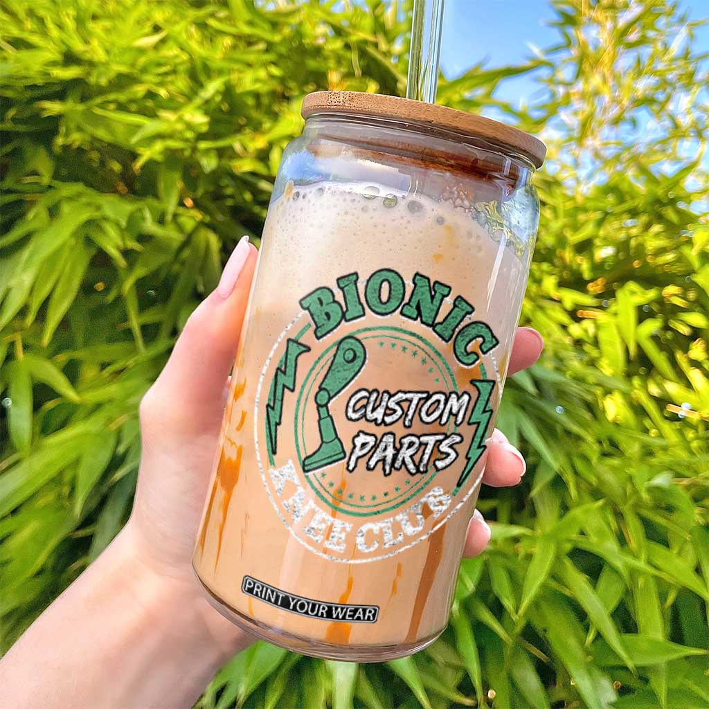 Funny Knee Replacement Survivor Glass Can Bionic Knee Club Custom Parts TS02 Print Your Wear