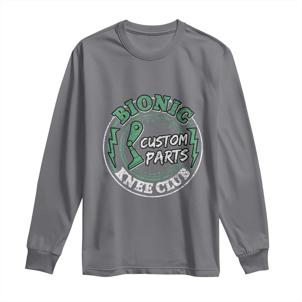 Funny Knee Replacement Survivor Long Sleeve Shirt Bionic Knee Club Custom Parts TS02 Charcoal Print Your Wear