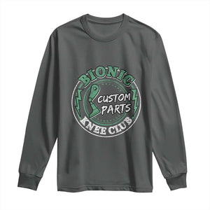Funny Knee Replacement Survivor Long Sleeve Shirt Bionic Knee Club Custom Parts TS02 Dark Heather Print Your Wear