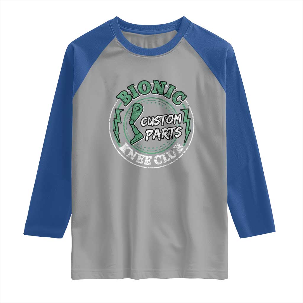Funny Knee Replacement Survivor Raglan Shirt Bionic Knee Club Custom Parts TS02 Sport Gray Royal Print Your Wear