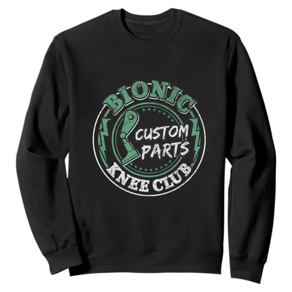 Funny Knee Replacement Survivor Sweatshirt Bionic Knee Club Custom Parts TS02 Black Print Your Wear