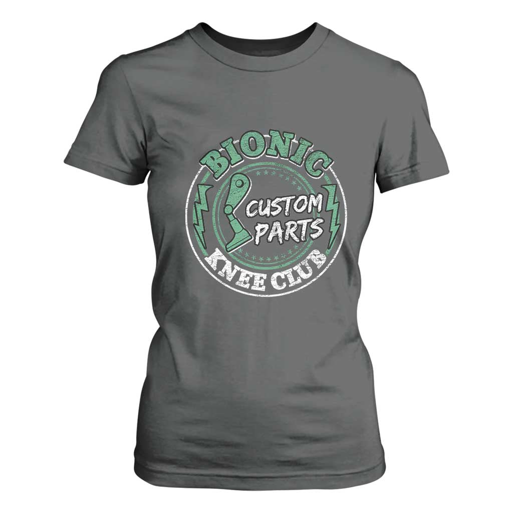 Funny Knee Replacement Survivor T Shirt For Women Bionic Knee Club Custom Parts TS02 Dark Heather Print Your Wear