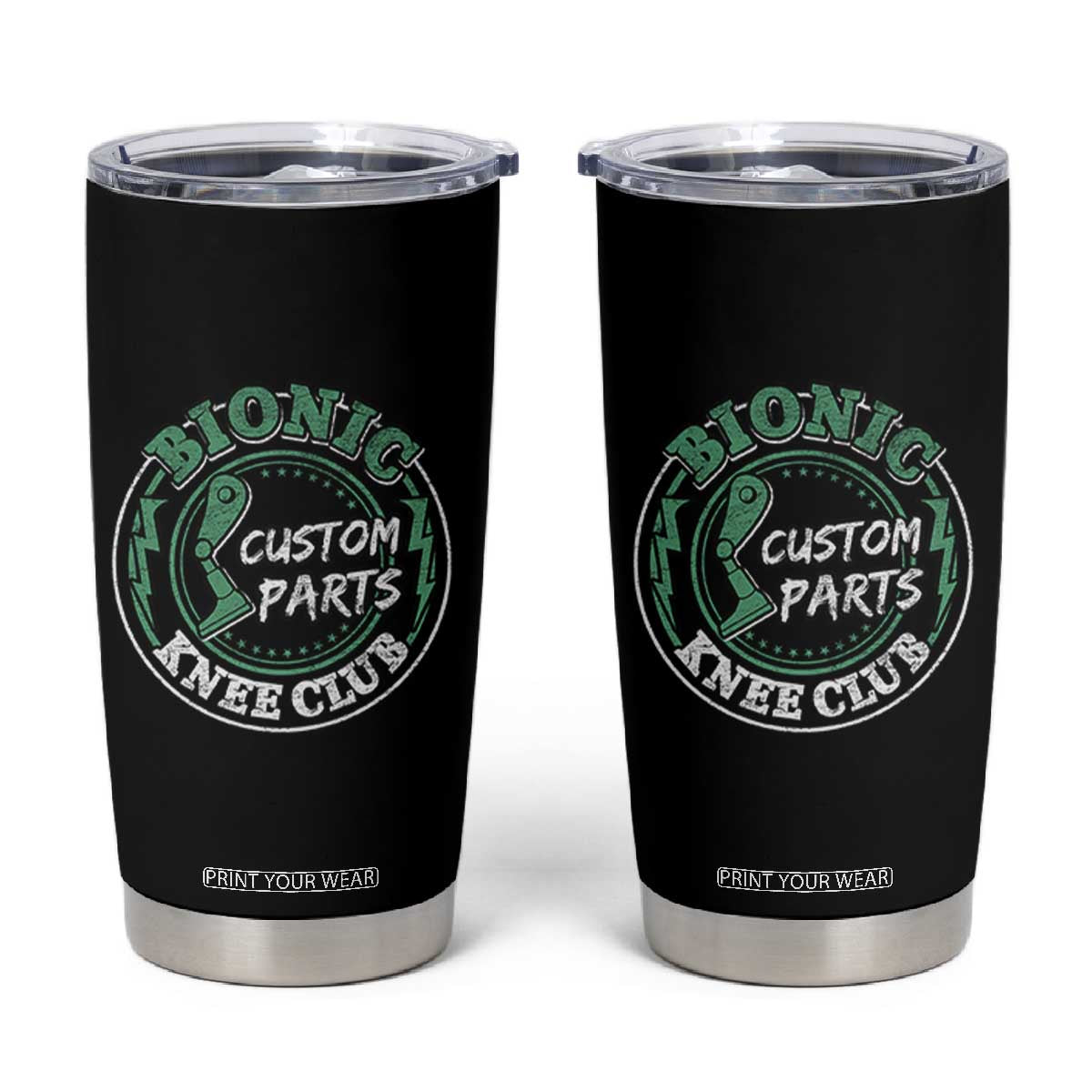Funny Knee Replacement Survivor Tumbler Cup Bionic Knee Club Custom Parts TS02 Black Print Your Wear