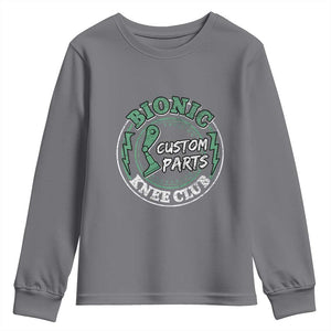 Funny Knee Replacement Survivor Youth Sweatshirt Bionic Knee Club Custom Parts TS02 Charcoal Print Your Wear