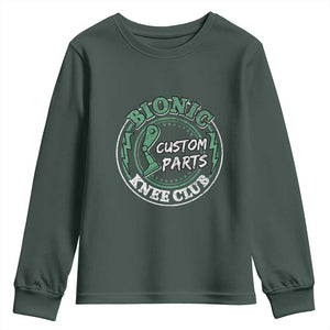 Funny Knee Replacement Survivor Youth Sweatshirt Bionic Knee Club Custom Parts TS02 Dark Forest Green Print Your Wear