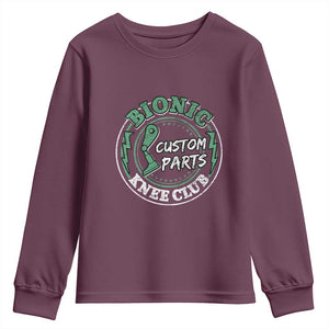 Funny Knee Replacement Survivor Youth Sweatshirt Bionic Knee Club Custom Parts TS02 Maroon Print Your Wear