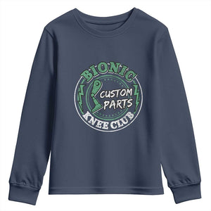 Funny Knee Replacement Survivor Youth Sweatshirt Bionic Knee Club Custom Parts TS02 Navy Print Your Wear