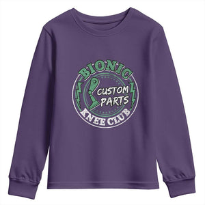 Funny Knee Replacement Survivor Youth Sweatshirt Bionic Knee Club Custom Parts TS02 Purple Print Your Wear