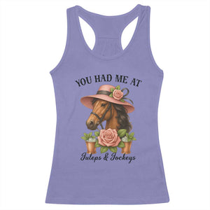 Funny Ky Derby Horse Racing Racerback Tank Top You Had Me At Juleps and Jockeys TS02 Violet Print Your Wear