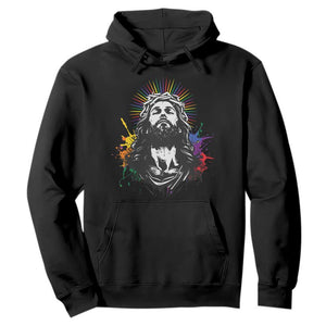 Funny LGBT Gay Pride Jesus Rainbow Flag Christian Hoodie TS11 Black Print Your Wear