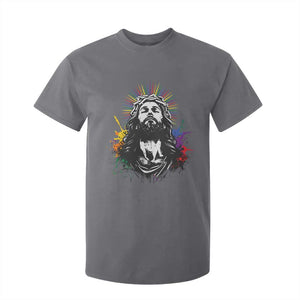 Funny LGBT Gay Pride Jesus Rainbow Flag Christian T Shirt For Kid TS11 Charcoal Print Your Wear