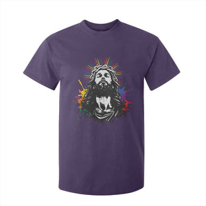 Funny LGBT Gay Pride Jesus Rainbow Flag Christian T Shirt For Kid TS11 Purple Print Your Wear
