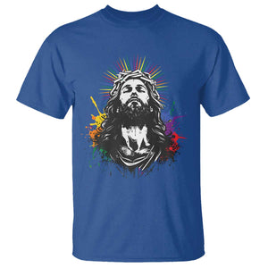 Funny LGBT Gay Pride Jesus Rainbow Flag Christian T Shirt TS11 Royal Blue Print Your Wear
