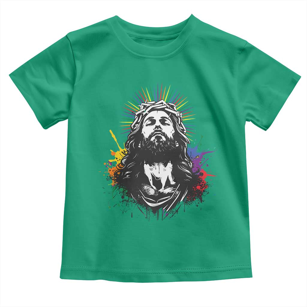 Funny LGBT Gay Pride Jesus Rainbow Flag Christian Toddler T Shirt TS11 Irish Green Print Your Wear