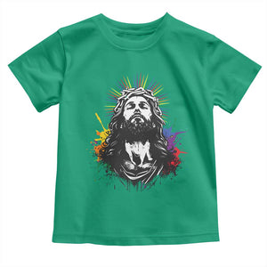Funny LGBT Gay Pride Jesus Rainbow Flag Christian Toddler T Shirt TS11 Irish Green Print Your Wear