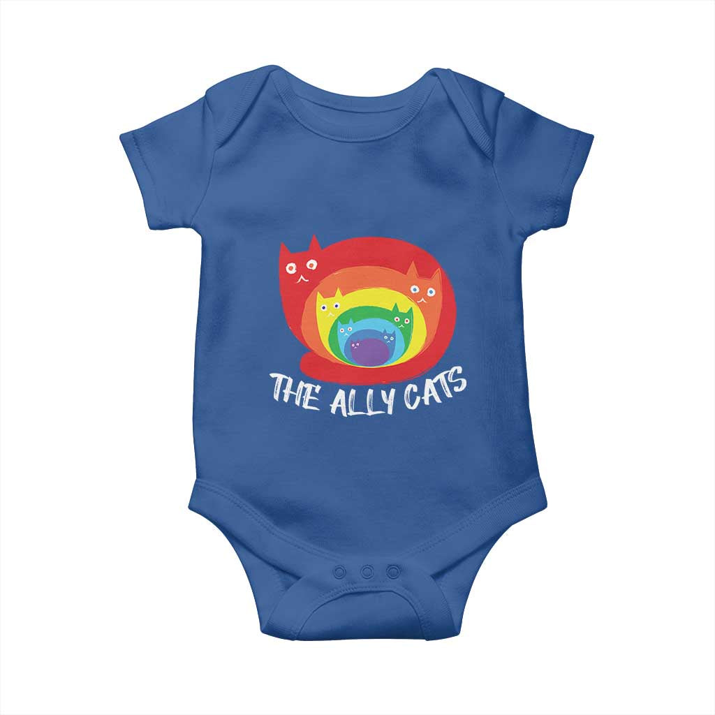 Funny LGBT The Ally Cats Baby Onesie Pride Month Rainbow Cat TS11 Royal Blue Print Your Wear