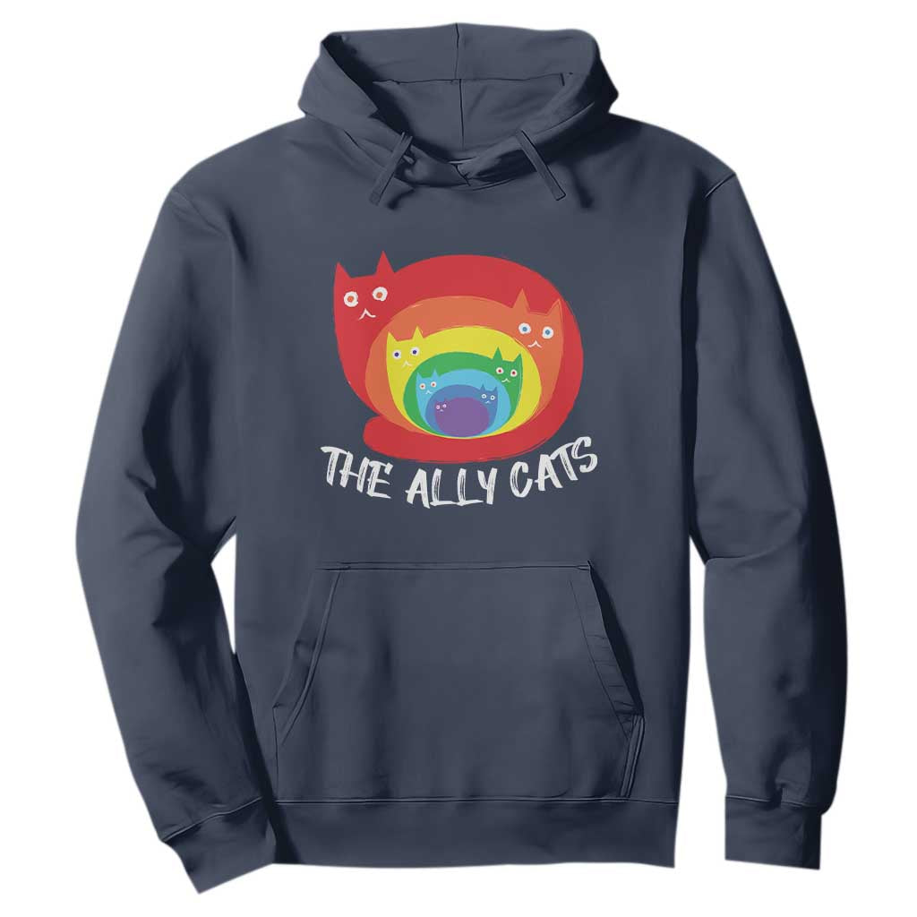 Funny LGBT The Ally Cats Hoodie Pride Month Rainbow Cat TS11 Navy Print Your Wear