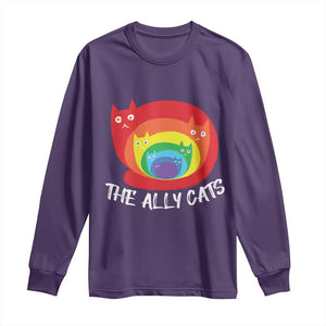 Funny LGBT The Ally Cats Long Sleeve Shirt Pride Month Rainbow Cat TS11 Purple Print Your Wear