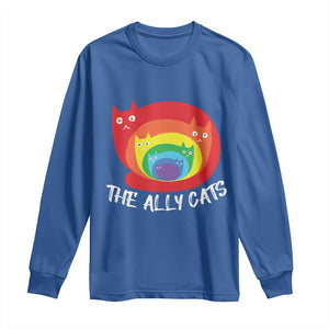 Funny LGBT The Ally Cats Long Sleeve Shirt Pride Month Rainbow Cat TS11 Royal Blue Print Your Wear