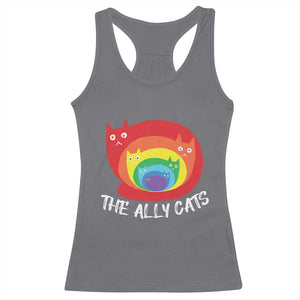 Funny LGBT The Ally Cats Racerback Tank Top Pride Month Rainbow Cat TS11 Charcoal Print Your Wear