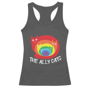 Funny LGBT The Ally Cats Racerback Tank Top Pride Month Rainbow Cat TS11 Dark Heather Print Your Wear