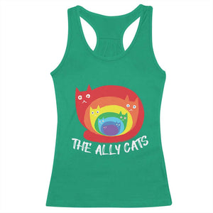 Funny LGBT The Ally Cats Racerback Tank Top Pride Month Rainbow Cat TS11 Irish Green Print Your Wear